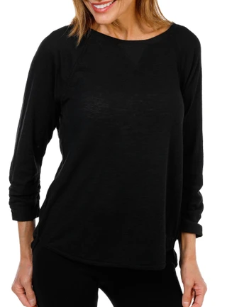 Thumbnail 1: DKNY Sport Women's Micro Waffle 3/4 Ruched Sleeve Top 