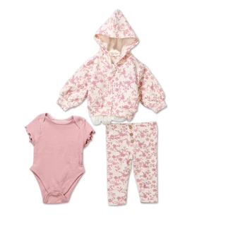 Thumbnail 1: Jessica Simpson Baby Girls 3 Pc Printed Hoodie & Pants Set 