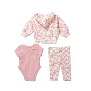 Thumbnail 2: Jessica Simpson Baby Girls 3 Pc Printed Hoodie & Pants Set 