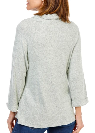 Thumbnail 2: Late August Women's 3/4 Sleeve Button Detail Cowl Neck Sweater 