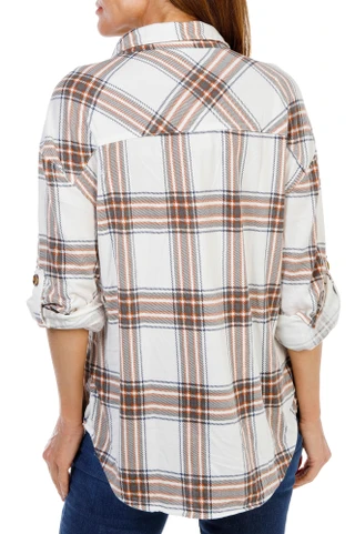 Thumbnail 2: Anneliese Women's 2 Pocket Button Up Roll Tab Soft Flannel Shirt 