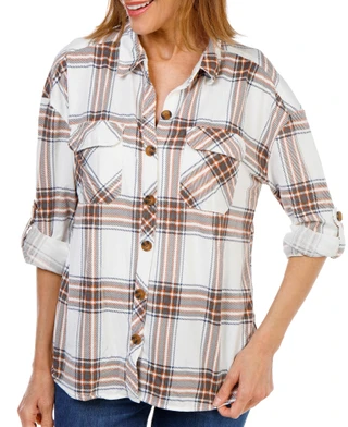Thumbnail 1: Anneliese Women's 2 Pocket Button Up Roll Tab Soft Flannel Shirt 