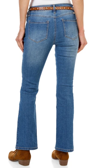 Thumbnail 2: 1822 Women's Petite 5 Pocket Boot Cut Jeans with Studded Belt 