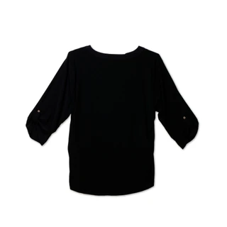 Thumbnail 2: Joie De Vivre Women's Plus 3/4 Sleeve Pleated Neck Blouse 