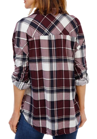 Thumbnail 2: Anneliese Women's 2 Pocket Button Up Roll Tab Soft Flannel Shirt 