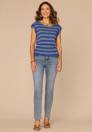 Thumbnail 4: Democracy Women's Cap Sleeve Peplum Knit Top 