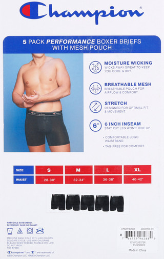 Thumbnail 2: Champion Men's 5 Pk Performance Boxer Briefs 