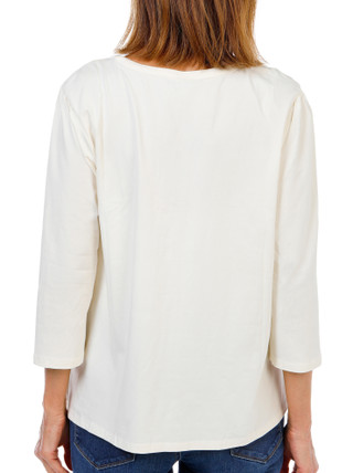 Thumbnail 2: Lands End Women's 3/4 Sleeve Solid V-Neck Pintuck Top  