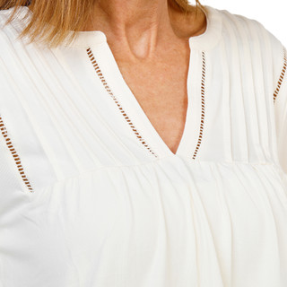 Thumbnail 3: Lands End Women's 3/4 Sleeve Solid V-Neck Pintuck Top  