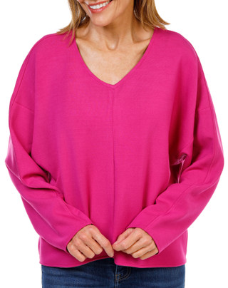 Thumbnail 1: Chelsea & Theodore Women's Long Sleeve V-Neck Drop Shoulder Top  