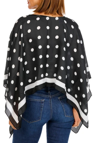 Thumbnail 2: Nicole Miller Women's Polka Dota Satin Poncho Top 
