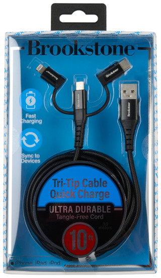 Thumbnail 1: Brookstone 10 Ft Tri-Tip Cable Quick Charge 