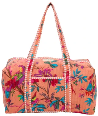 Thumbnail 1: SECONDARY Peach Floral Cotton Weekender 