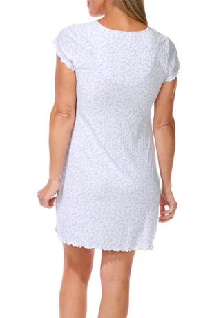 Thumbnail 3: Laura Ashley Women's Rib Short Sleeve Henley Sleep Shirt 