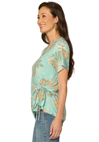 Thumbnail 4: Democracy Petite Short Sleeve Scoop Neck Side Tie Top 