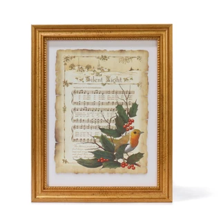 Thumbnail 1: 8x10 Silent Night Sheet Music in Gold Frame Christmas Accent 