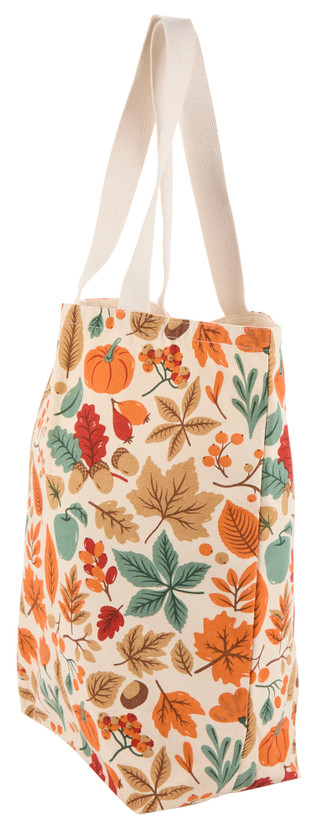 Thumbnail 2: Maple & Oak Designs Large Harvest Fall Leaves Canvas Tote Bag 