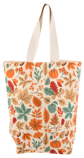 Thumbnail 1: Maple & Oak Designs Large Harvest Fall Leaves Canvas Tote Bag 