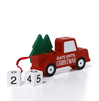 Thumbnail 2: 7 in Wooden Christmas Countdown Pick Up Truck Decor 