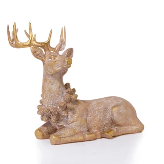 Thumbnail 1: Magical Season Gold Lying Deer with Foil Decor Home Accent  