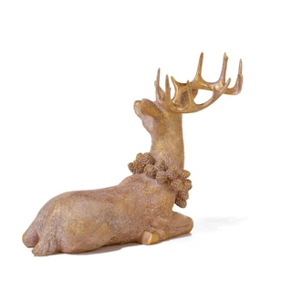 Thumbnail 2: Magical Season Gold Lying Deer with Foil Decor Home Accent  