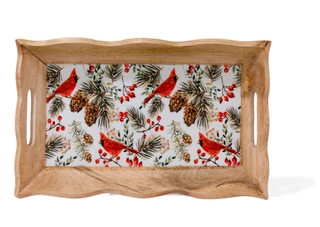 Thumbnail 1: Total home 16 in Christmas Cardinal & Pinecones Tray 