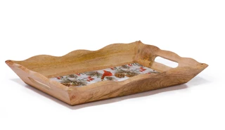 Thumbnail 2: Total home 16 in Christmas Cardinal & Pinecones Tray 