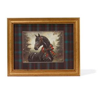 Thumbnail 1: 8x10 Plaid Christmas Horse in Gold Frame  