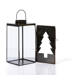Thumbnail 2: TOTAL HOME LTD 11 in Glass Christmas Tree Lantern 