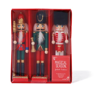 Thumbnail 1: Magical Season 3 Pc Boxed Christmas Mini Nutcrackers Decor 