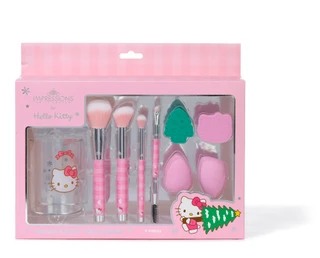 Thumbnail 1: Hello Kitty 9 Pc Christmas Beauty Tools Bundle With Brush Holder 