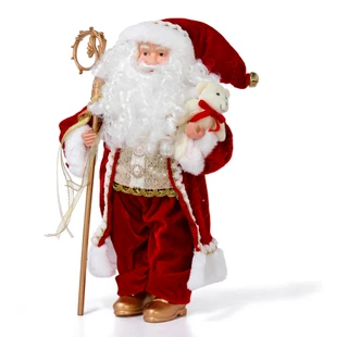 Thumbnail 1: Magical Season 18 in Christmas Sequined Santa with Staff & Teddy Bear Decor 