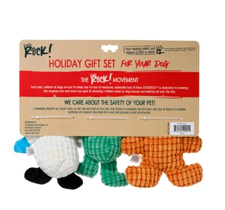 Thumbnail 2: DOGS ROCK 3 Pk Squeak & Cuddle Plush Christmas Dog Toys 