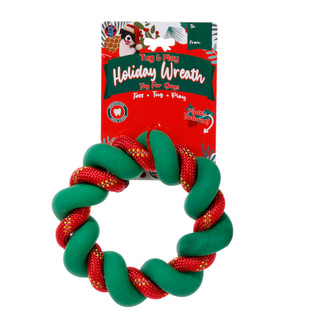 Thumbnail 1: Bow Wow Pet Holiday Wreath Pet Tug Toy  