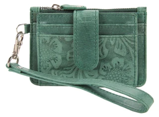 Thumbnail 1: American Bison Genuine Leather RFID Card & ID Wristlet w/ Zippered Pouch 
