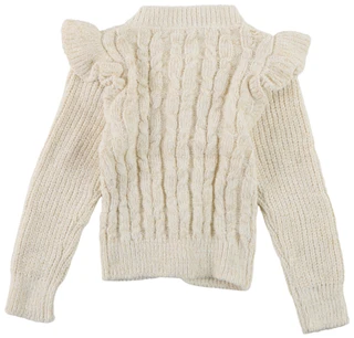 Thumbnail 2: BADGLEY MISCHKA Girls Button Front Cable Knit Sweater  