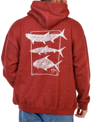 Thumbnail 1: Guy Harvey Men's Shark Sketch Graphic Pullover Hoodie 