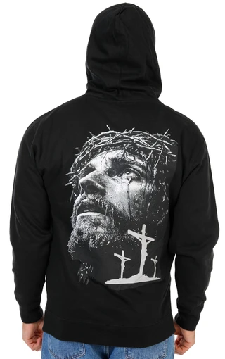 Thumbnail 1: Inspired Culture Men's Faith Cross Graphic Zip-Up Hoodie 