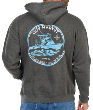 Thumbnail 1: Guy Harvey Men's Sportfishing Boat Graphic Pullover Hoodie 
