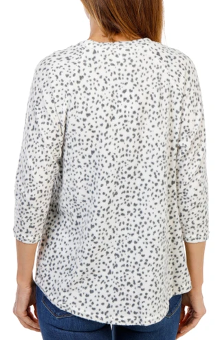 Thumbnail 2: Anneliese Women's 3/4 Sleeve Button Shoulder Chenille Top 