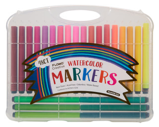 Thumbnail 1: Flomo Creative 48 Pk Watercolor Markers with Reusable Box  