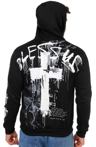 Thumbnail 1: Fresh Laundry Men's Cross Graffiti Graphic Pullover Hoodie 