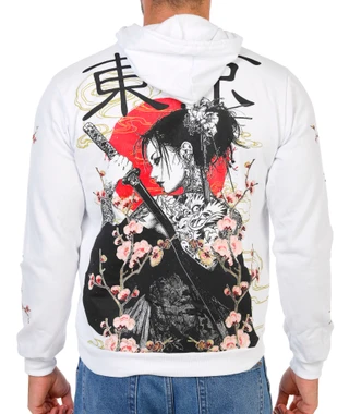 Thumbnail 1: Fresh Laundry Men's Samurai Geisha Graphic Pullover Hoodie 