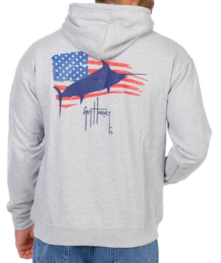 Thumbnail 1: Guy Harvey Women's American Flag Marlin Graphic Hoodie 
