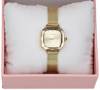 Thumbnail 2: Ellen Tracy Gold Tone Mesh Bracelet Square Dial Watch 