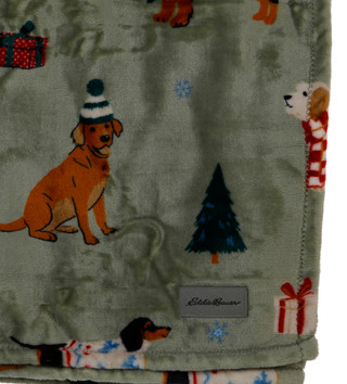 Thumbnail 2: Eddie Bauer 60x70 Ultra Soft Christmas Dogs Plush Throw  