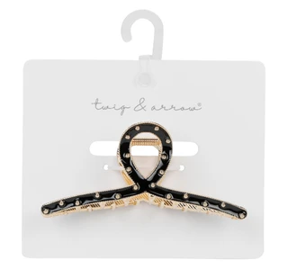 Thumbnail 1: TWIG & ARROW Black & Gold Studded Hair Claw 
