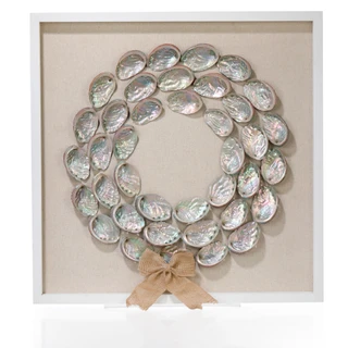 Thumbnail 1: Magical Season 23x23 Coastal Christmas Framed 3D Shell Wreath Decor 