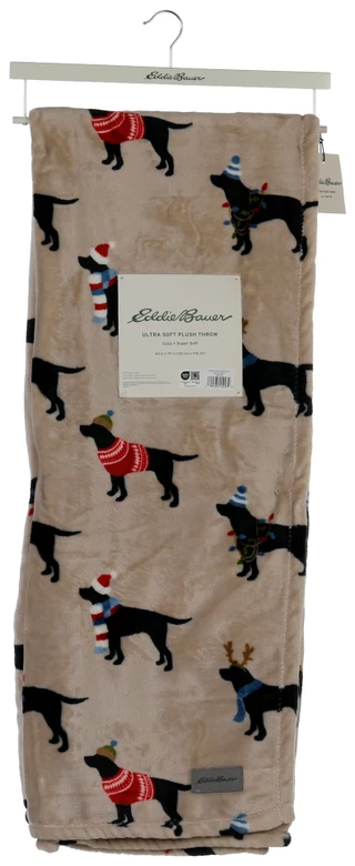 Thumbnail 1: Eddie Bauer 60x70 Ultra Soft Christmas Doggie Plush Throw  