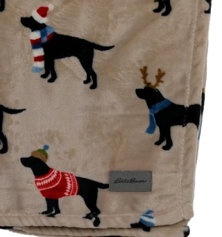 Thumbnail 2: Eddie Bauer 60x70 Ultra Soft Christmas Doggie Plush Throw  